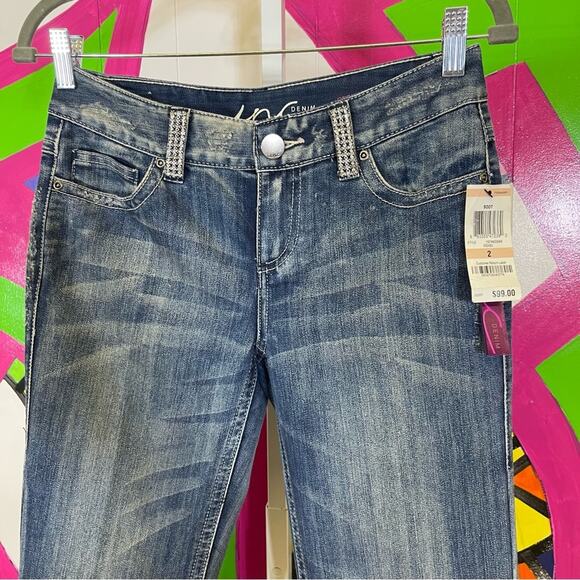 NWT, Inc Denim. Jewel Details. Boot Cut. Size 2. Beautifully Sandblasted - Picture 2 of 10
